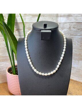 Baroque Pearl Necklace With Sterling Silver Lobster Clasp Genuine White Pearls 1
